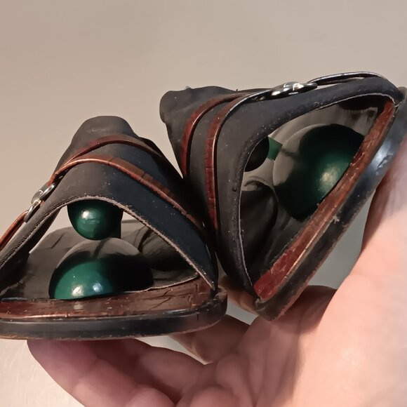 Mila Paoli women's Made in Italy Leather Low Block Heel Slide Sandals sz 9.5 B - Picture 7 of 14